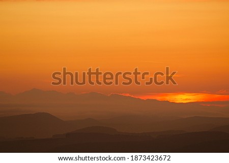Orange sky sunset in city of Ilava, Slovakia