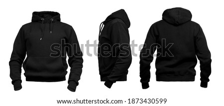 Blank invisible mannequin with black hoodie template for design mock up for print, isolated on white. Royalty-Free Stock Photo #1873430599