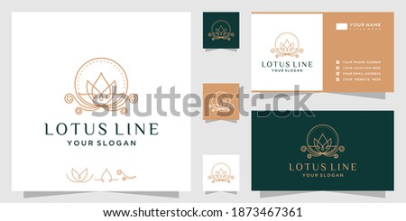 Lotus logo with line art style and business card template