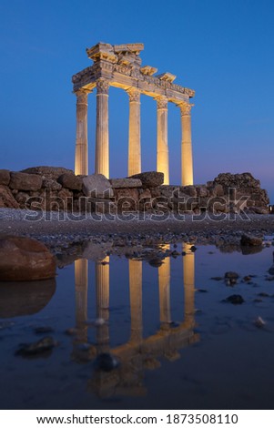 Beautiful reflection of The Temple of Apollo in Side, Antalya - Turkey Royalty-Free Stock Photo #1873508110