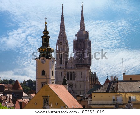 Beautiful Zagreb cathedral before severe damage in earthquake, while both towers were still intact