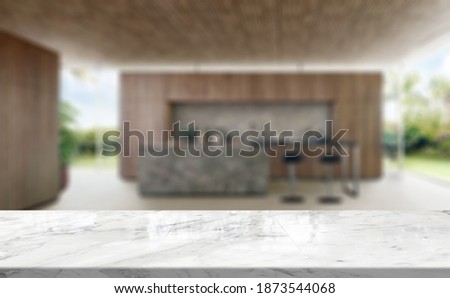 Table Top And Blur Kitchen of Background
