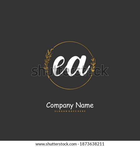 EA Initial handwriting and signature logo design with circle. Beautiful design handwritten logo for fashion, team, wedding, luxury logo.