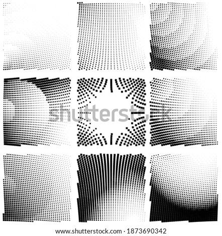 Ink Print Distress Background . Halftone Dots Grunge Texture. Black and white illustration.