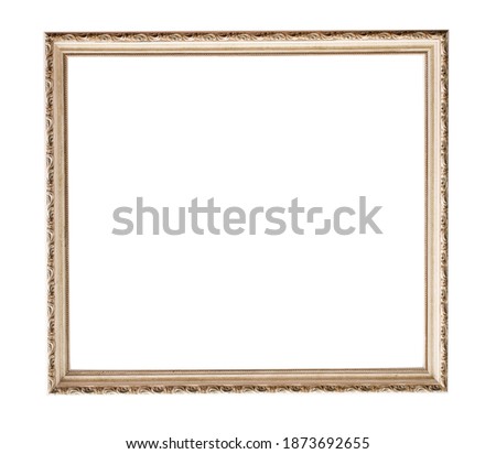 Square thin aged gold or bronze frame with ornaments, luxury for a Museum painting:
place for text, picture, photo, image, text, isolated on a white background