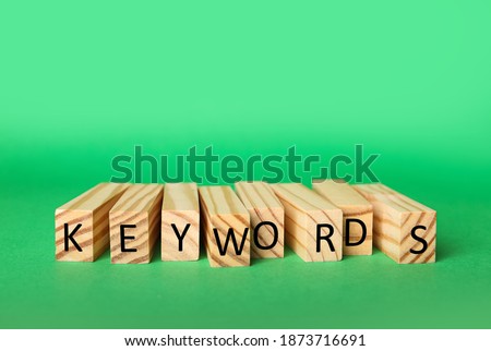 Blocks with word KEYWORDS on green background