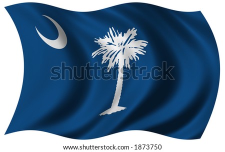 Flag of South Carolina waving in the wind - clipping path included
