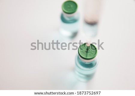 Close up of vaccine and Syringe, concept of vaccine for medical, healthy problem, Antiviral vaccine