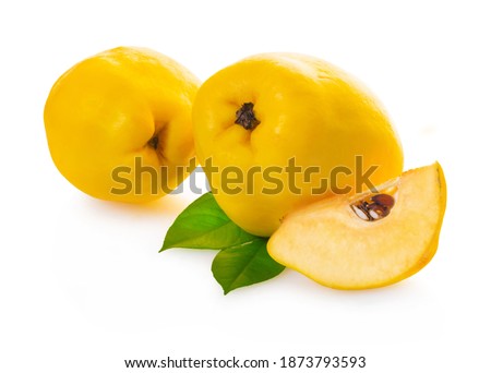quince fruit on white isolated background with clipping patch