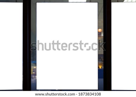 Advertising banner in the window, mock-up