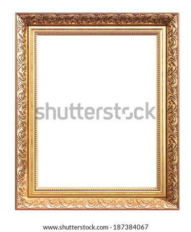 Antique gold frame isolated on white background