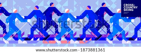 Vector illustration. Pattern, cross-country skiing, skiing competitions, design for sports events. Abstract, background patterns, triangular mosaics, stylized polygonal images, geometric backgrounds.