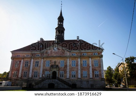 City hall of Narva old building view, Estonia