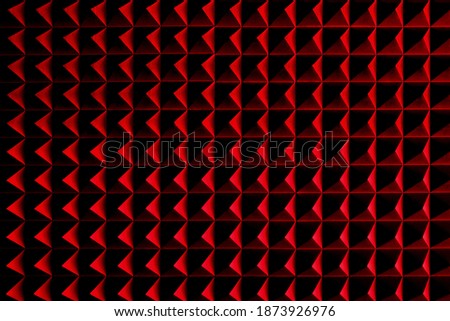 Abstract background with geometric shapes and patterns in black and red colors. Red and black triangles patters. Intense contrast. Seamless pattern