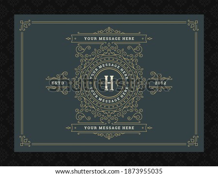 Vintage ornament greeting card calligraphic ornate swirls and vignettes frame design vector template. Good for wedding invitation or other design and place for text flourishes decorative lines.