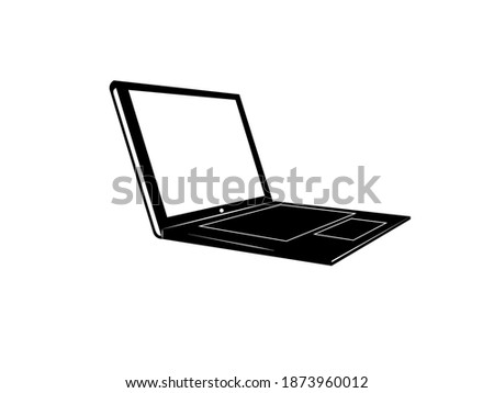Computer black vector silhouette on white background
