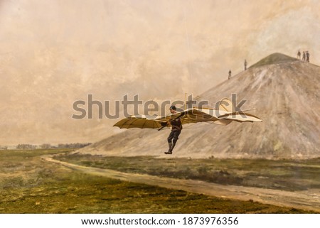 Karl Wilhelm Otto Lilienthal  was a German pioneer of aviation who became known as the "flying man", and the first person to make well-documented, repeated, successful flights with gliders. Royalty-Free Stock Photo #1873976356