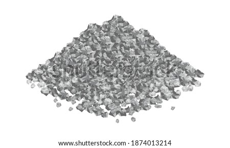 Isometric vector illustration gravel pile isolated on white background. Heap of gravel colorful vector icon. Crushed and stones in flat cartoon style. Construction and building material. Royalty-Free Stock Photo #1874013214