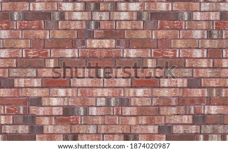 Red, white, black Brick seamless texture. Tiling clean for background pattern. Rectangle mosaic tiles wall high resolution. Old or artificially aged in production