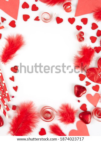 St Valentine Day decorations isolated on white background