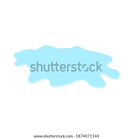 puddle on white surface. blue water cartoon drop on the ground isolated on white background. vector illustration