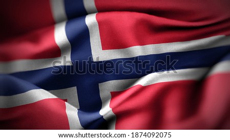 close up waving flag of Norway. flag symbols of Norway.