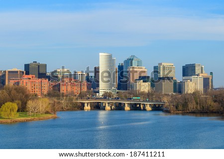 Rosslyn Virginia skyline viewed from Memorial Bridge, Washington, DC