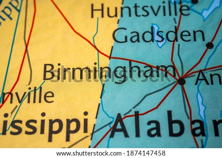 Alabama on the map of USA