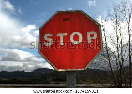 stop sign in the foreground