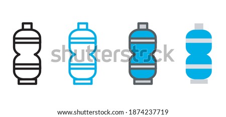 Small drink bottle icons with multiple styles, outline, colored lines and flat icons. Vector icon design
