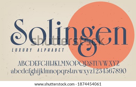 Solingen is an elegant luxury alphabet appropriate for high class logos and marketing. Royalty-Free Stock Photo #1874454061