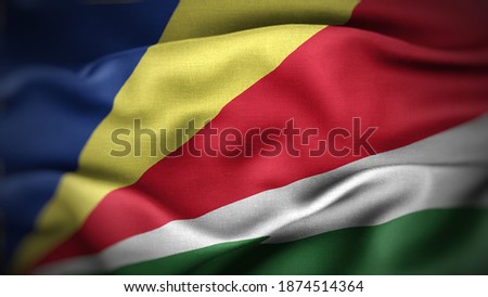 close up waving flag of Seychelles. flag symbols of Seychelles.