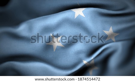 close up waving flag of Micronesia. flag symbols of Micronesia.