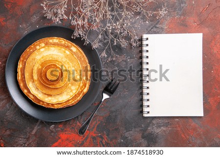 Easy homemade pancakes and notebook