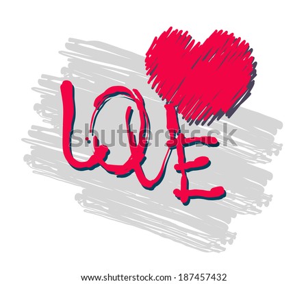 Beautiful calligraphic drawing love words   illustration of the word love 