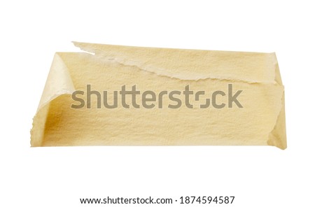 Yellow adhesive paper tape isolated on white background