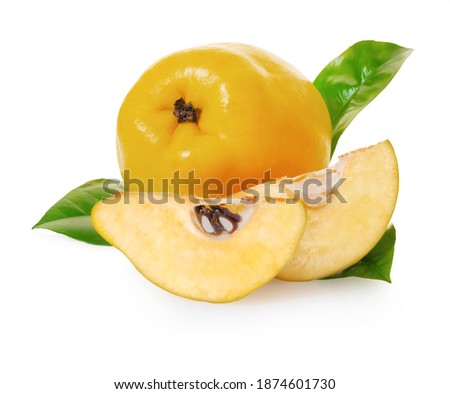 quince fruit on white isolated background with clipping patch