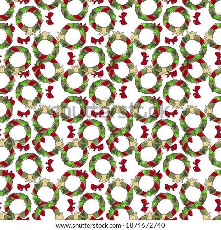 Seamless pattern for Christmas and New Year with decorative Christmas elements. Beautiful vector background for a  gift wrapping paper, scrapbooking, greeting cards, fabric.