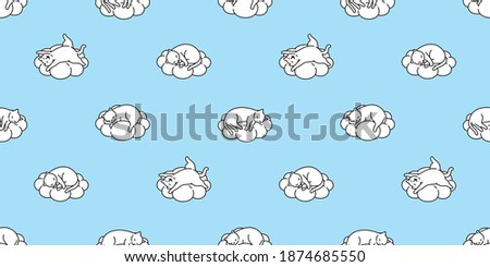 cat seamless pattern kitten sleeping cloud calico vector pet scarf isolated repeat background cartoon animal tile wallpaper illustration doodle design