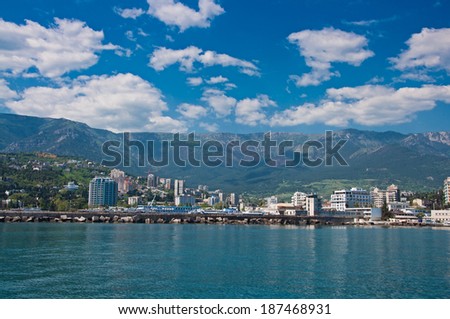 Panorama of Yalta coast, view from the sea
