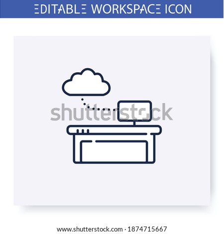 Work data cloud storage line icon.Database. Wokflow optimisation.Smart emerging technologies. Contemporary workflow.Futuristic office innovations concept. Isolated vector illustration.Editable stroke 