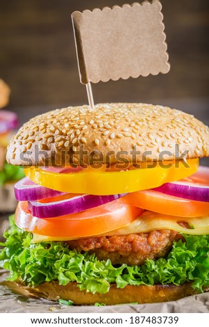 Homemade burger made from fresh vegetables and beef