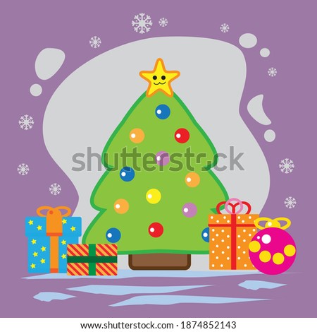 Merry Christmas of Christmas gifts from Santa under tree 