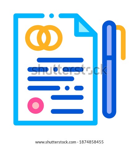 Pre-nuptial Agreement Sign Thin Line Vector Icon. Prenuptial Agreement On Paper List And Pen Linear Pictogram. Party Preparation And Marriage Template Contour Concept Illustration Royalty-Free Stock Photo #1874858455