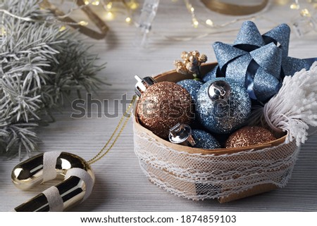 Christmas decoration - balls bauble in basket 