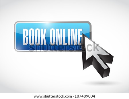 book online button and cursor. illustration design over a white background