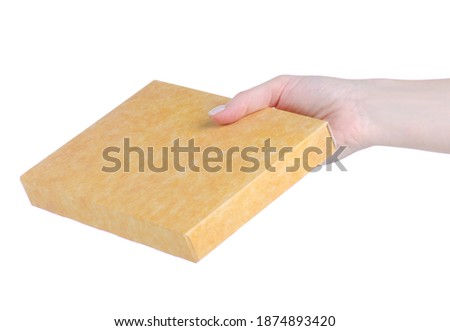 Box in hand on white background isolation