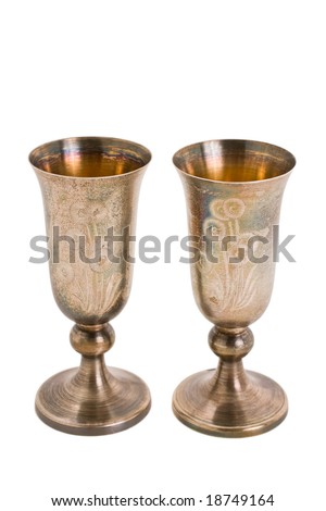  Silver kiddush wine cup and saucer isolated