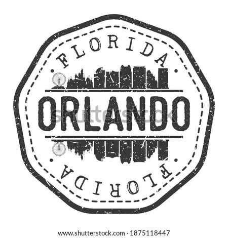 Orlando, FL, USA Stamp Skyline Postmark. Silhouette Postal Passport. City Round Vector Icon. Vintage Postage Design.