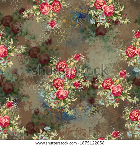 red flower with texture background all over Royalty-Free Stock Photo #1875122056